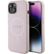 Guess - Guess iPhone 15 Plus Mobilskal Magsafe Saffiano - Rosa