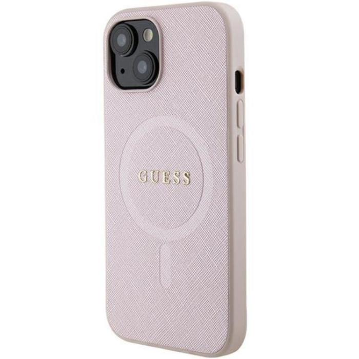 Guess - Guess iPhone 15 Plus Mobilskal Magsafe Saffiano - Rosa