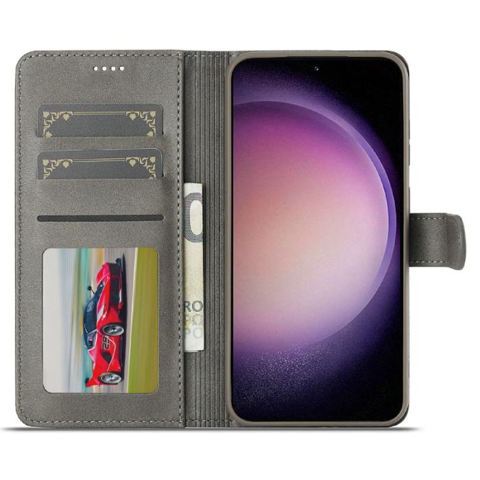 LC.imeeke - LC.IMEEKE Samsung Galaxy S25 Plånboksfodral Konstläder - Grå