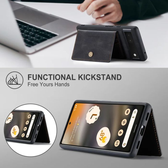 OEM - JEEHOOD Google Pixel 6a Fodral KonstLäder - Svart