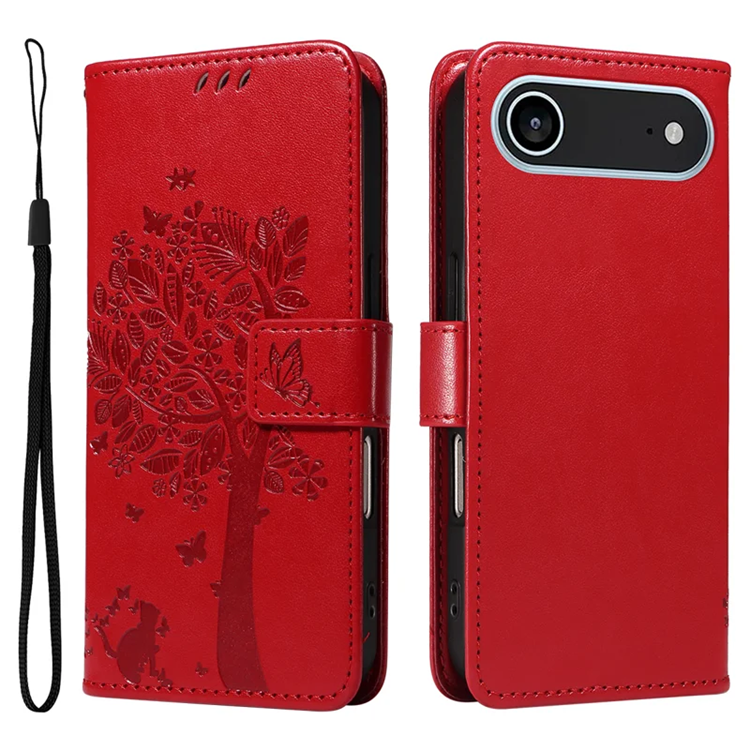 iPhone Air Konstläder Plånboksfodral Tree Pattern - Röd | 2353 | AlltMobil