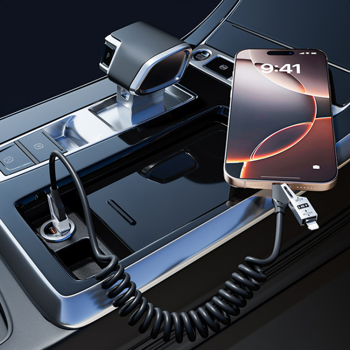 Dudao - Dudao 4in1 USB-A/USB-C - Lightning/USB-C kabel 1.5m - Vit