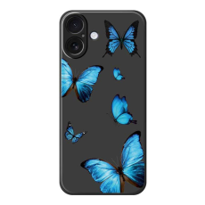 A-One Brand - iPhone 17 Mobilskal Blue Butterflies Pattern TPU - Svart