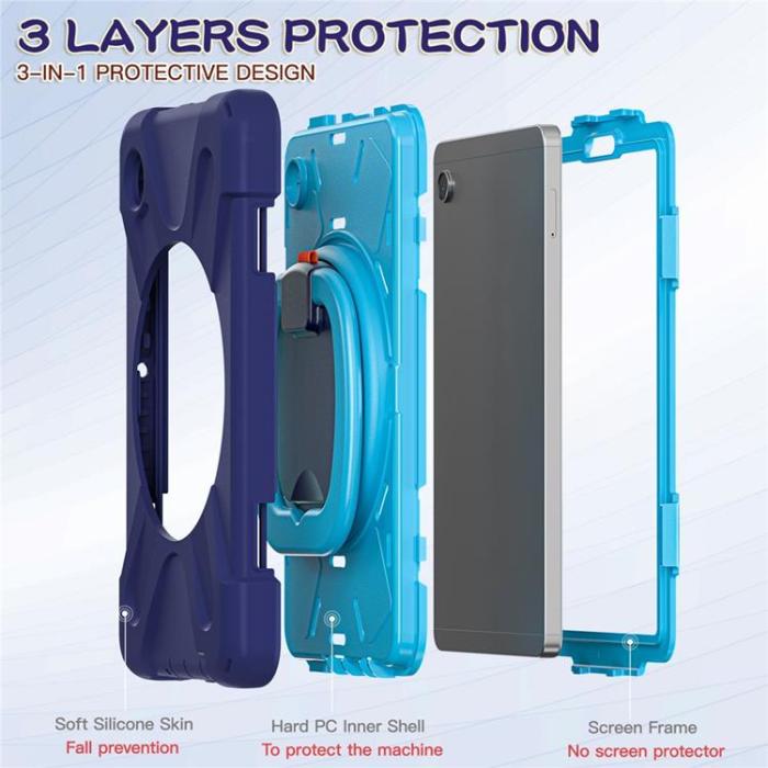 A-One Brand - Galaxy Tab A9 Skal Kickstand Handle Grip - Svart / Blå