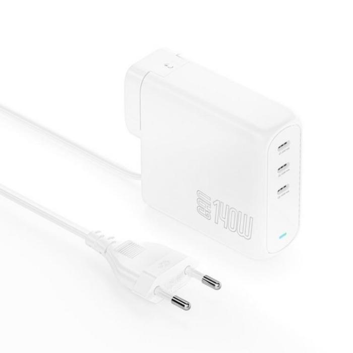 4smarts - 4smarts Snabbladdare 140W 3xUSB-C GaN Flex Pro - Vit
