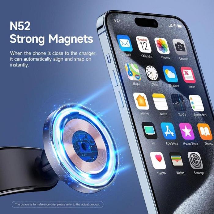 DUZZONA - Duzzona Magnetisk Bilhållare MagSafe med Trådlös Laddning 15W V3 - Svart