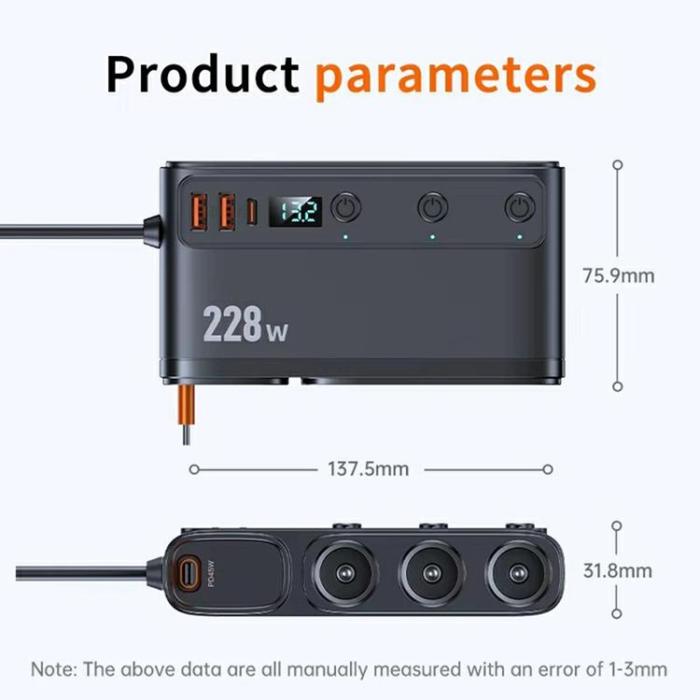 OEM - Billaddare 228W Snabbladdande med Cigarettändaradapter
