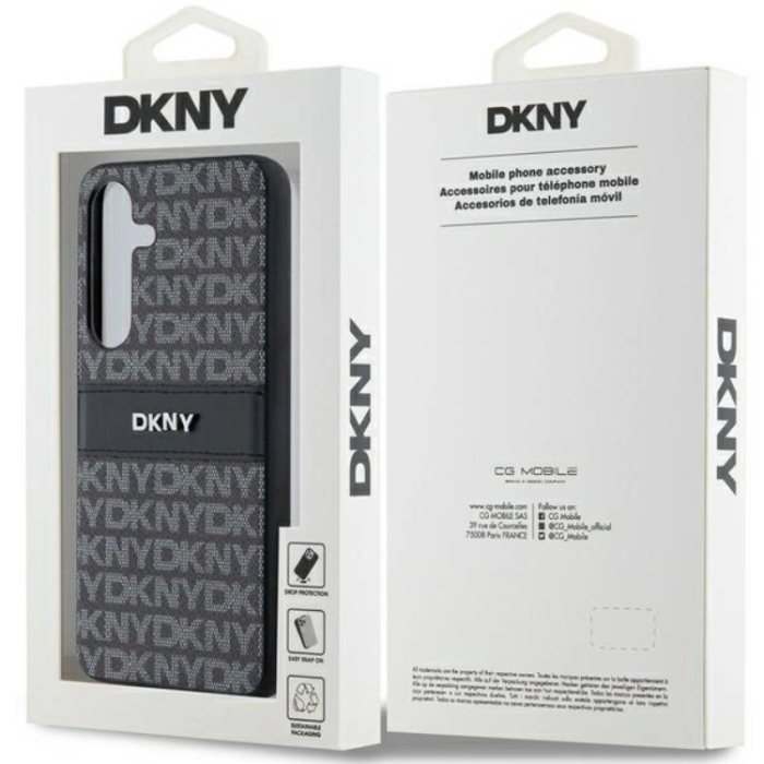 DKNY - DKNY Galaxy S24 Mobilskal Läder Mono Stripe & Metal Logo