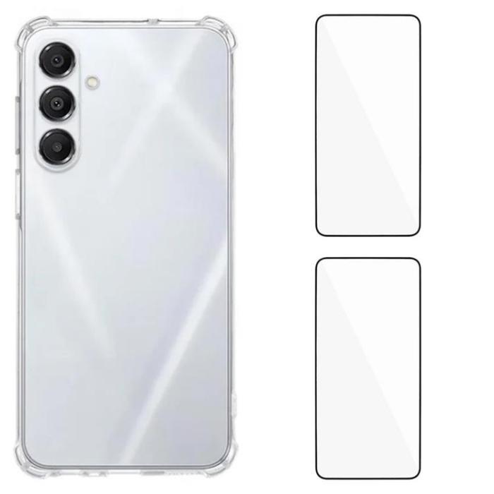 WANLONFENG - WANLONFENG Galaxy A17 Mobilskal Med 2Pcs Härdat glas - Transparent