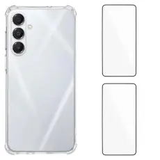 WANLONFENG - WANLONFENG Galaxy A17 Mobilskal Med 2Pcs H&auml;rdat glas - Transparent