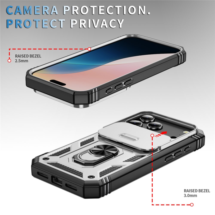 A-One Brand - iPhone 17 Pro Max Mobilskal Slide Camshield Kickstand - Vit