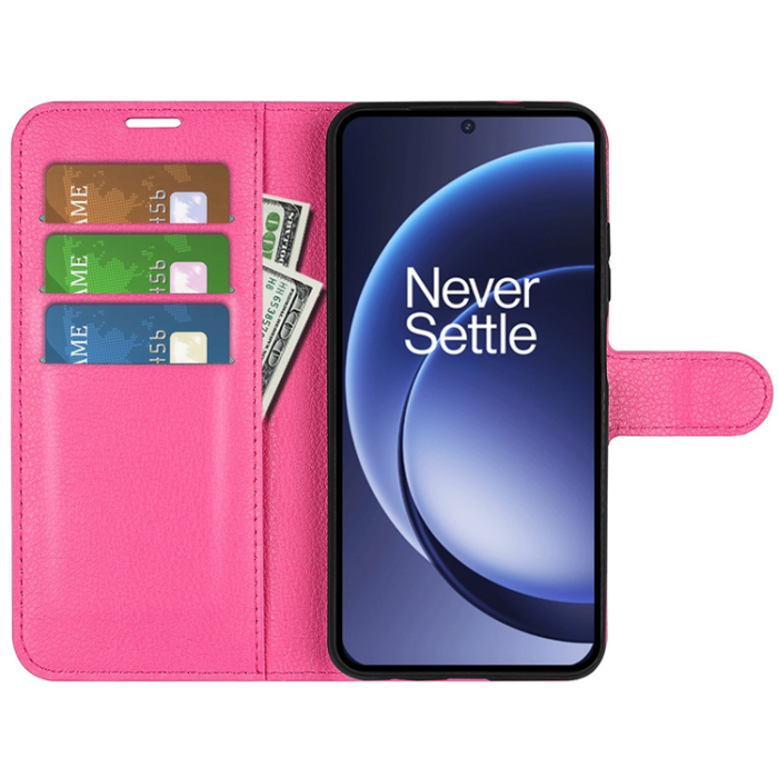 Amorus - AMORUS OnePlus 15 Plånboksfodral Litchi Shockproof - Ros