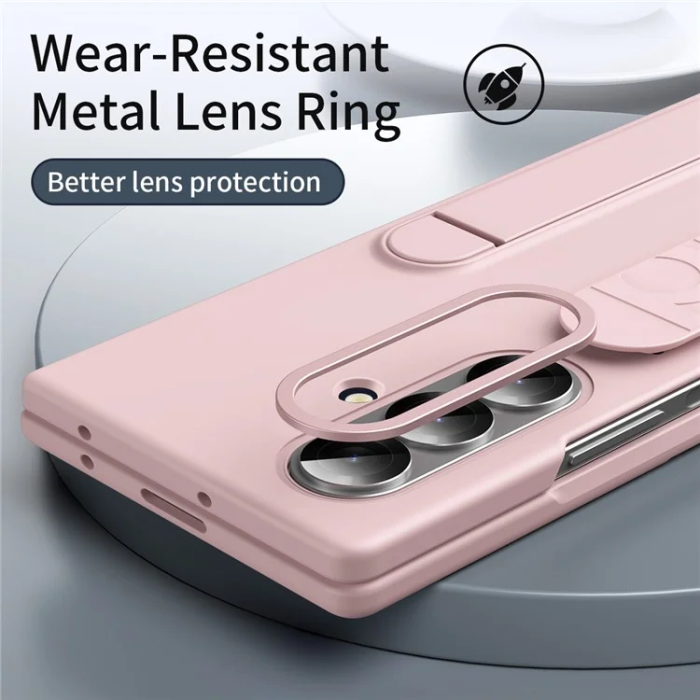 A-One Brand - Galaxy Z Fold7 5G Mobilskal Kickstand Armband PC Silicone - Rosa
