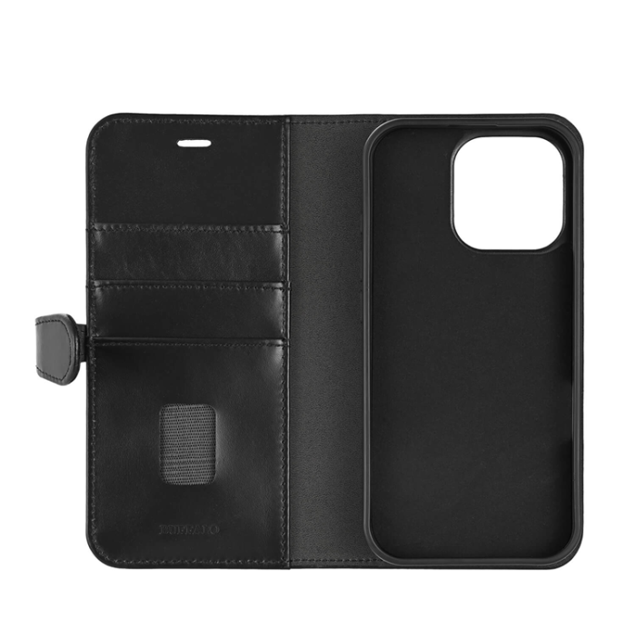 BUFFALO - BUFFALO äkta läder iPhone 16 Pro Max Plånboksfodral MagSafe 2-i-1 - Svart