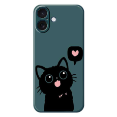 A-One Brand - iPhone 17 Mobilskal Love Black Cat Pattern - Grön