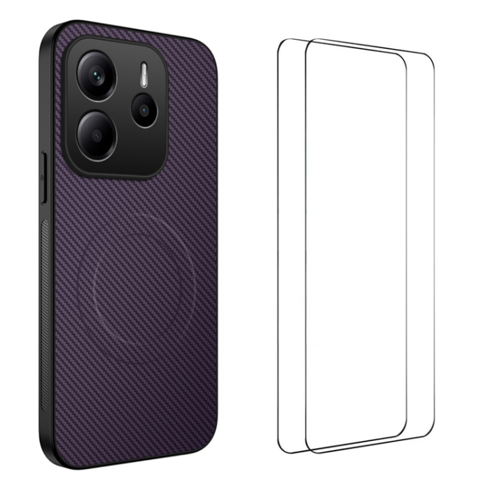 WANLONFENG - WANLONFENG Xiaomi Redmi Note 14 Mobilskal MagSafe + [2-Pack] Härdat Glas