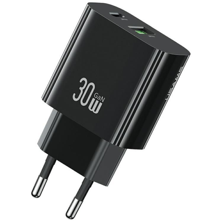 USAMS Snabbladdare 30W 1xUSB-C 1xUSB-A CC316 - Svart | 505295 | AlltMobil