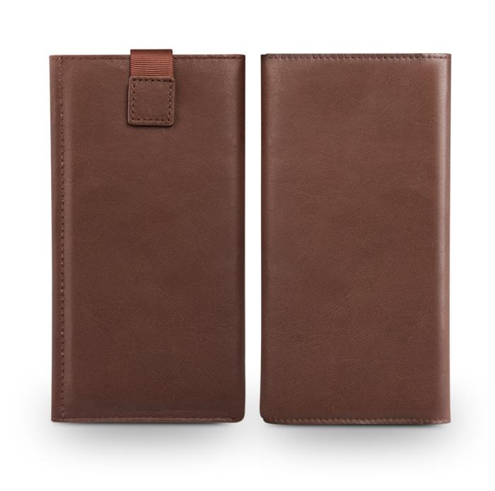 QIALINO - Universal Pouch Wallet i äkta läder Brun (L)