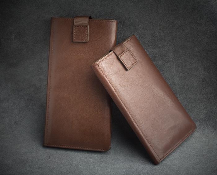 QIALINO - Universal Pouch Wallet i äkta läder Brun (L)