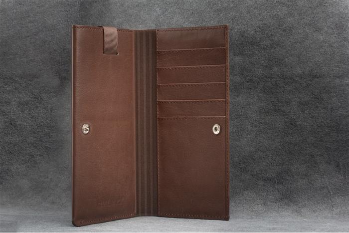 QIALINO - Universal Pouch Wallet i äkta läder Brun (L)