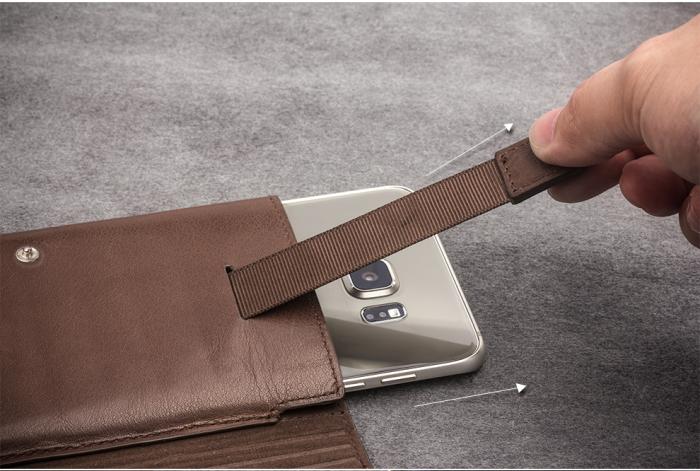 QIALINO - Universal Pouch Wallet i äkta läder Brun (L)