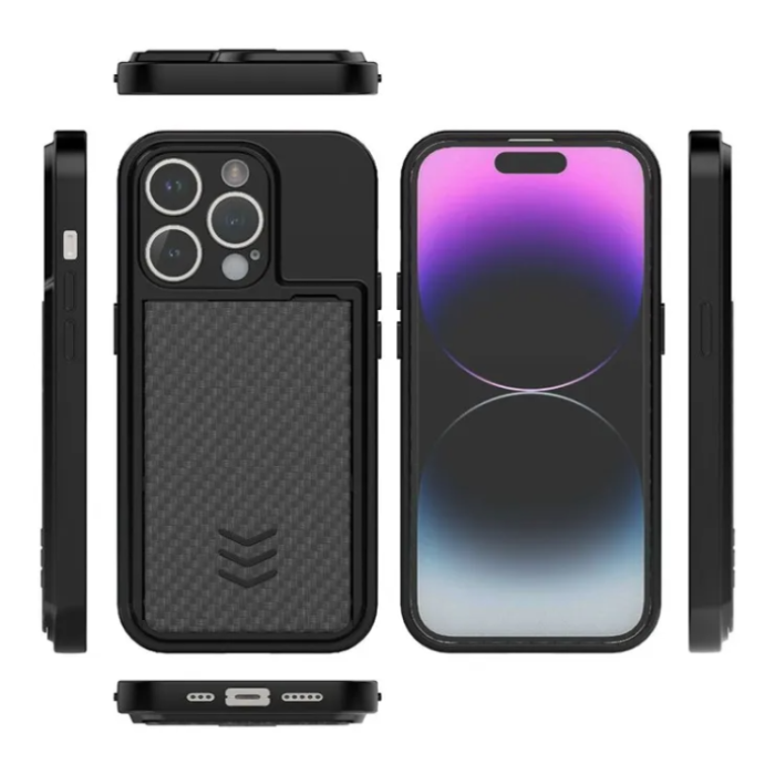 OEM - iPhone 14 Pro Max Mobilskal Korthållare - Svart