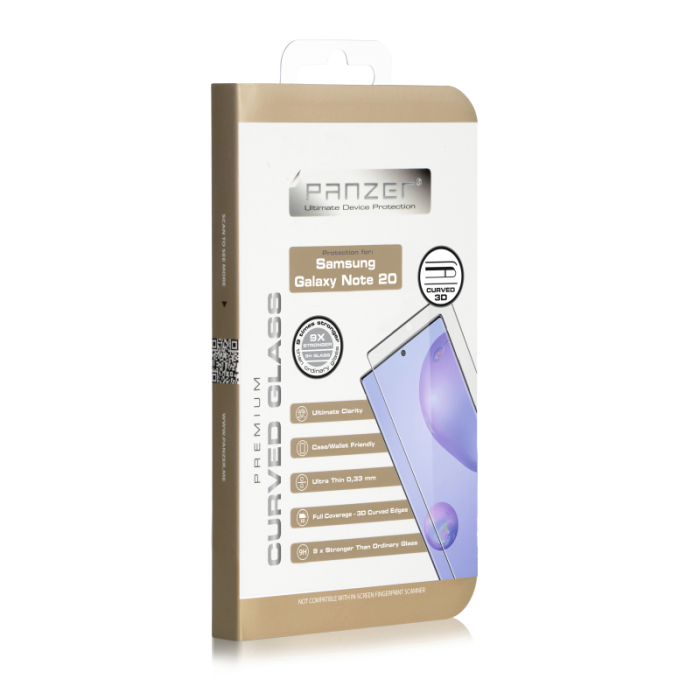 UTGATT1 - Panzer - Curved Glass Samsung Galaxy Note 20 - Svart