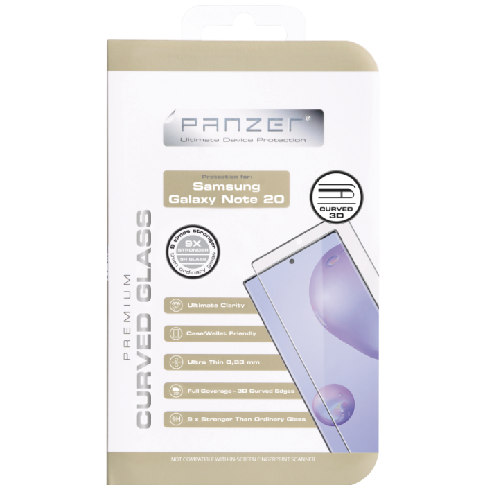 UTGATT1 - Panzer - Curved Glass Samsung Galaxy Note 20 - Svart