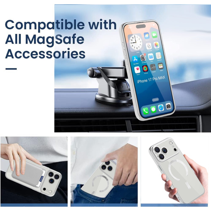 A-One Brand - iPhone 17 Pro Max Mobilskal MagSafe Korthållare TPU + PC