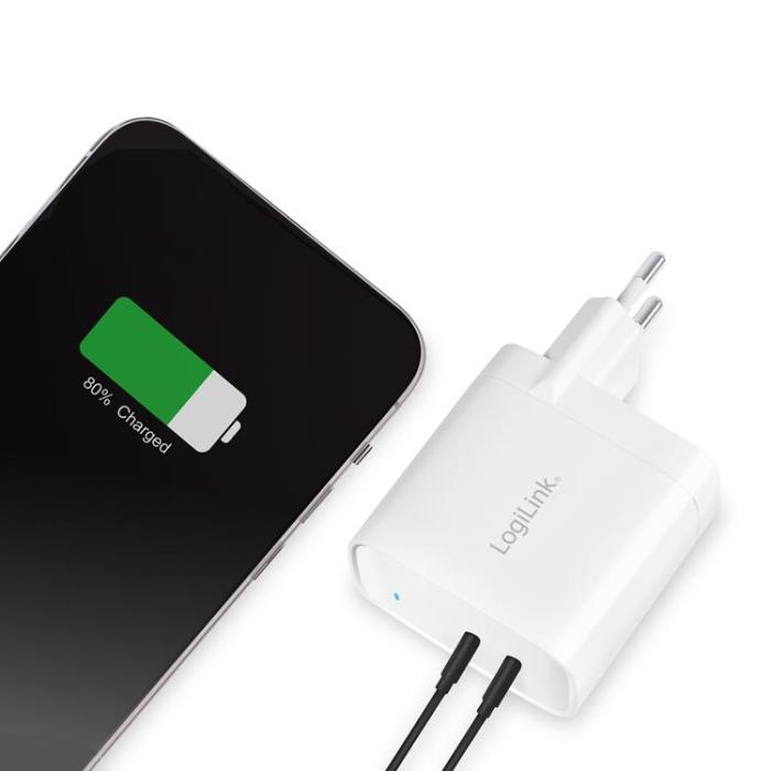 LogiLink - LOGILINK PD USB-Väggladdare 2 x USB-C 40W GaN