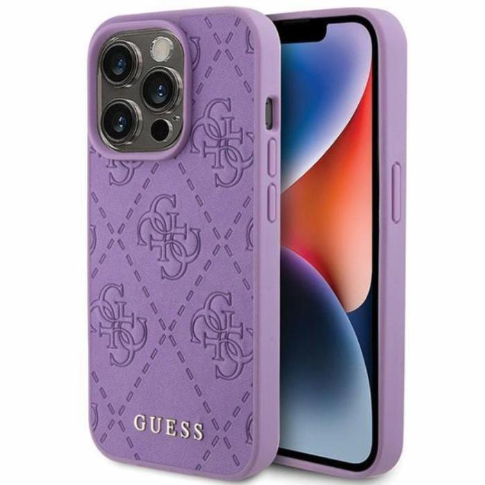 Guess - Guess iPhone 15 Pro Max Mobilskal Läder Stamped - Lila