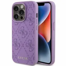 Guess - Guess iPhone 15 Pro Max Mobilskal Läder Stamped - Lila