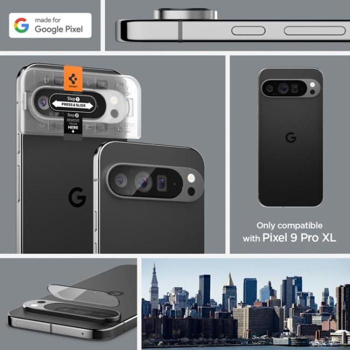 Spigen - [2-Pack] Spigen Google Pixel 9 Pro XL Linsskydd Härdat Glas EZ Fit - Clear