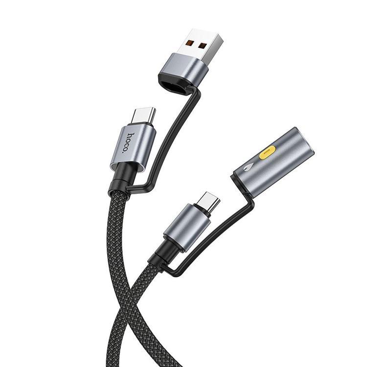 Hoco USB-A/USB-C Till USB-C Cigarettändare 60W 3A Kabel 1.2m U138 - Svart | 3541 | AlltMobil
