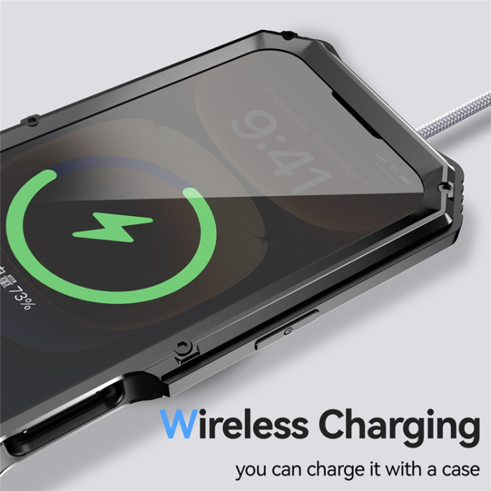 R-JUST - R-JUST iPhone 16 Plus Mobilskal med Härdat Glas - Svart