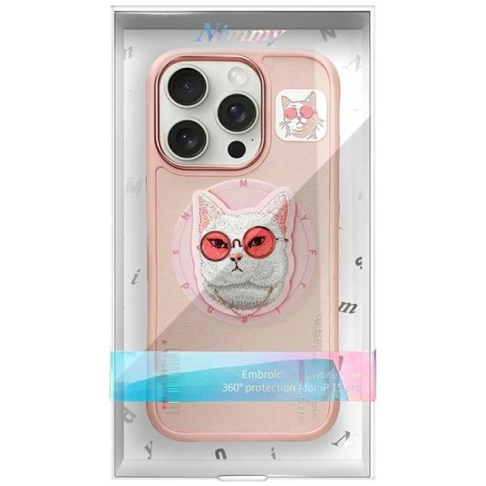 NIMMY - Nimmy iPhone 16 Pro Mobilskal MagSafe Glasses Cool Cat - Rosa