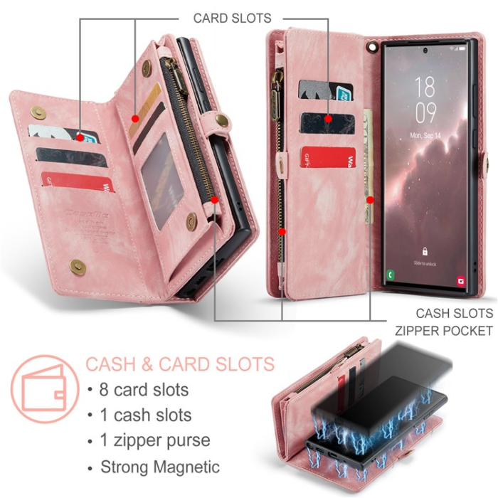 Caseme - Caseme Galaxy S23 Ultra Plånboksfodral Detachable - Rosa