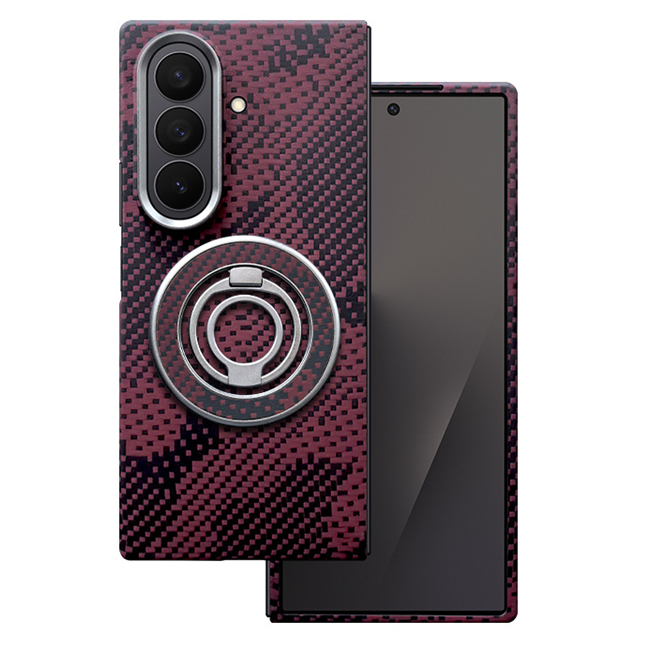 Galaxy Z Fold 7 Mobilskal MagSafe Kevlar Metal Ring - Camouflage Röd | 2353 | AlltMobil