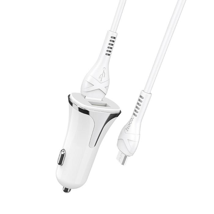 UTGATT1 - HOCO Billaddare Universe double Port QC3.0 med Micro Kabel - Vit