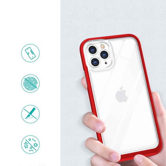 OEM - iPhone 11 Pro Max Skal Clear 3in1 - Röd