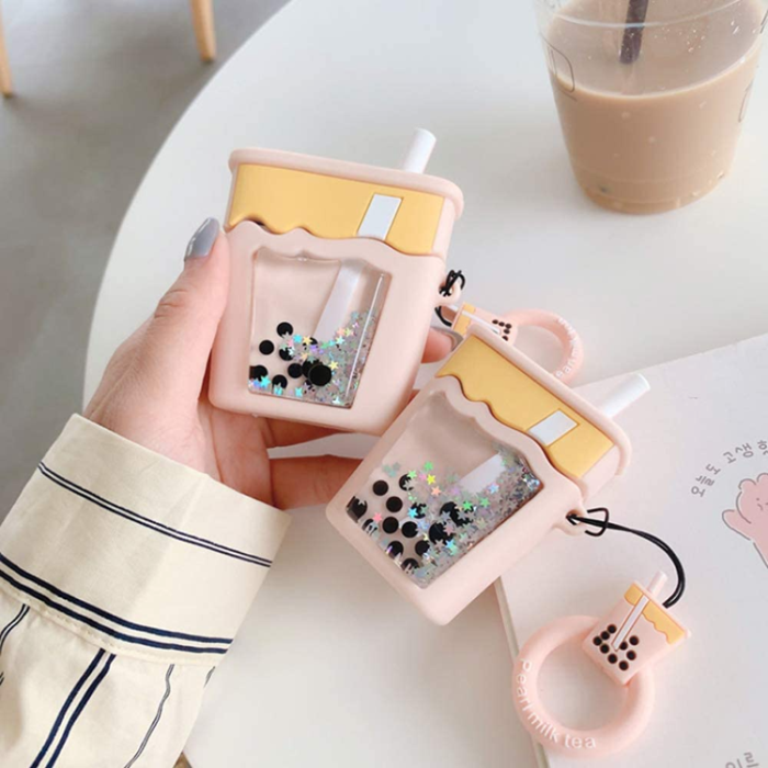 OEM - Airpods Pro Skal Boba Milk Tea Glitter - Rosa