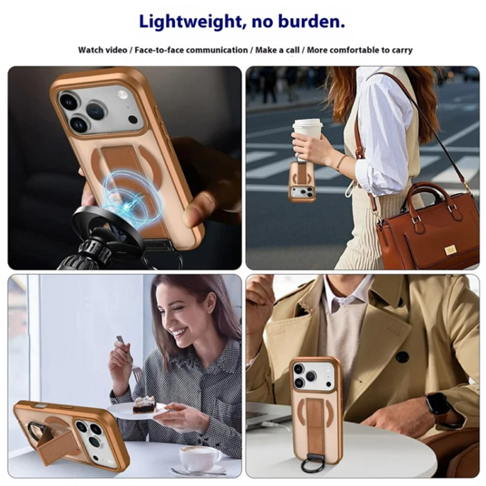 A-One Brand - iPhone 17 Pro Max Mobilskal Magsafe D-Ring Kickstand - Khaki
