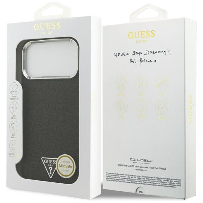Guess - Guess iPhone 17 Pro Max Mobilskal MagSafe Glitter Triangle Logo - Svart