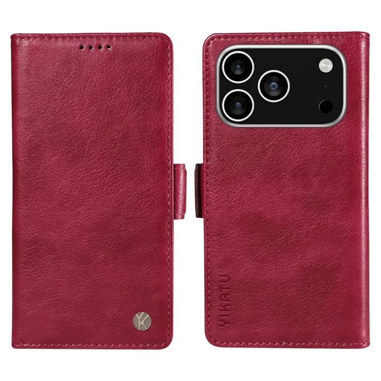 YIKATU iPhone 17 Pro Plånboksfodral Litchi Texture - Röd | 2353 | AlltMobil