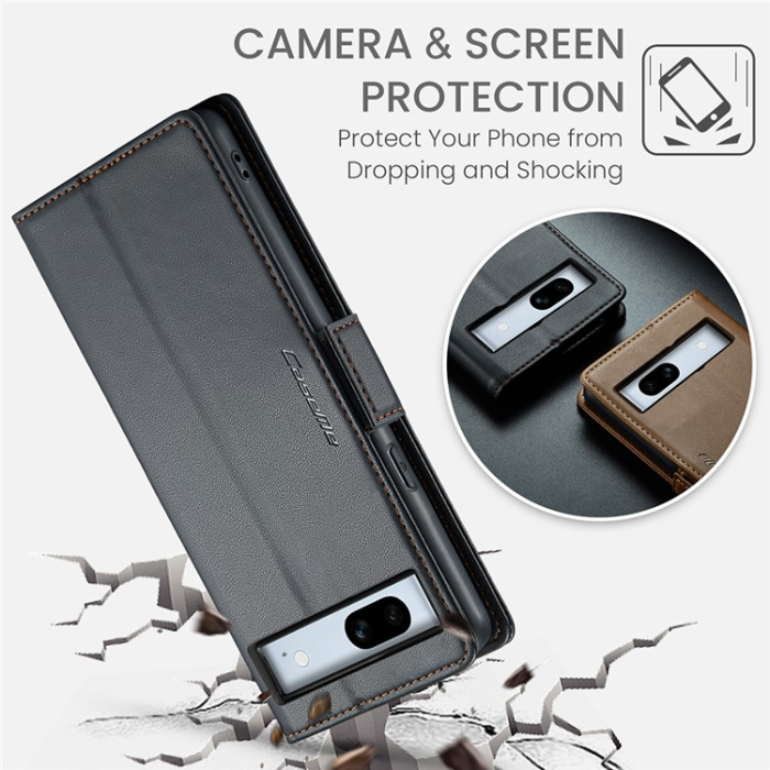 Caseme - Caseme Google Pixel 7A Plånboksfodral RFID Litchi - Svart