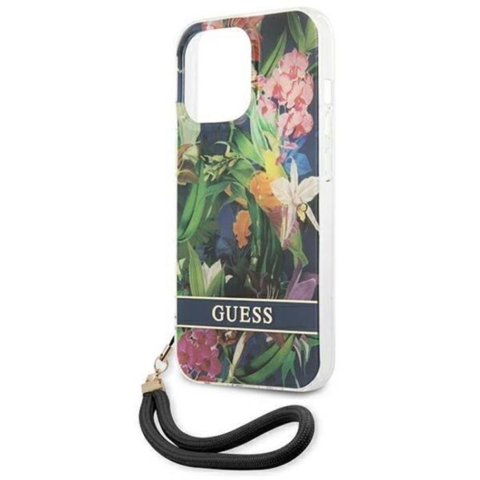 Guess - Guess iPhone 13 Pro Skal Flower Strap - Blå