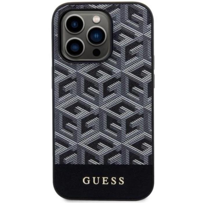 Guess - Guess iPhone 14 Pro Max Mobilskal MagSafe GCube Stripes - Svart