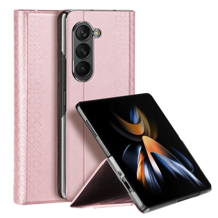 Dux Ducis - Dux Ducis Galaxy Z Fold 5 Plånboksfodral Bril Läder Flip - Rosa