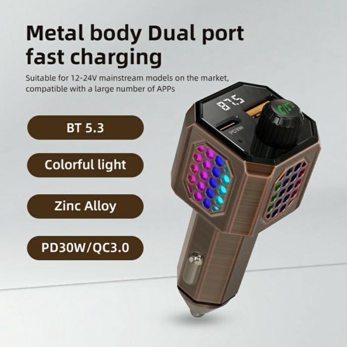 OEM - C70 Biladapter Zinklegering PD 30W Snabbladdning Cigarette Lighter Svart
