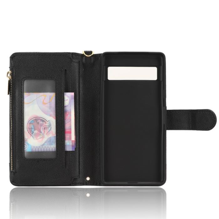 A-One Brand - Google Pixel 7A Plånboksfodral Zipper - Svart